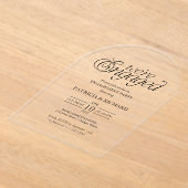 Modern Minimalist Arch Engagement Party アクリル招待状 (レイダウン)