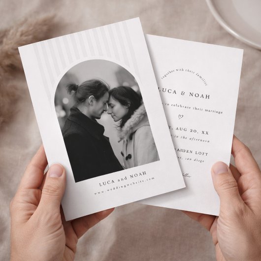 Modern Minimalist Arch Photo Wedding Invitation 招待状