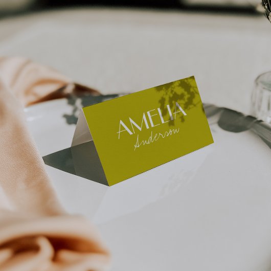Modern Minimalist Army Green Wedding Place Cards テーブルナンバー