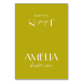 Modern Minimalist Army Green Wedding Place Cards テーブルナンバー (正面)
