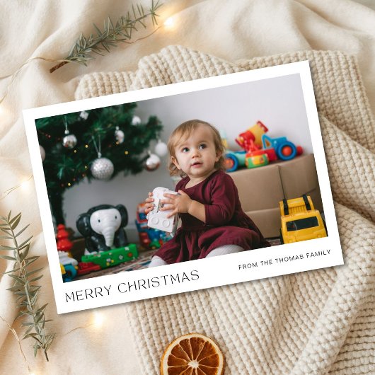 Modern Minimalist Baby Family Photo Christmas シーズンカード