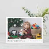 Modern Minimalist Baby Family Photo Christmas シーズンカード (スタンド正面)