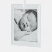 Modern Minimalist Baby Photo Birth Year Christmas ガラスオーナメント (正面左)