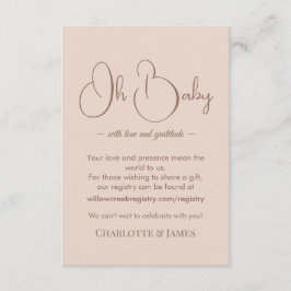 Modern Minimalist Baby Shower | Powder Blush エンクロージャーカード