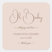 Modern Minimalist Baby Shower | Powder Blush スクエアシール (正面)