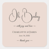 Modern Minimalist Baby Shower | Powder Blush スクエアシール (正面)