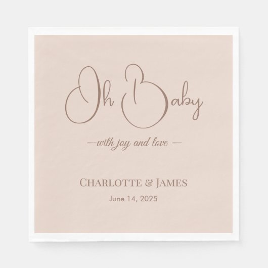 Modern Minimalist Baby Shower | Powder Blush スタンダードランチョンナプキン (正面)