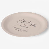 Modern Minimalist Baby Shower | Powder Blush ペーパープレート (アングル)