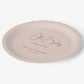Modern Minimalist Baby Shower | Powder Blush ペーパープレート (アングル)