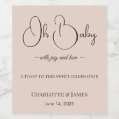 Modern Minimalist Baby Shower | Powder Blush ワインラベル (シングルラベル)