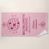 Modern Minimalist Bachelorette Weekend | Pink  ビーチタオル (正面)