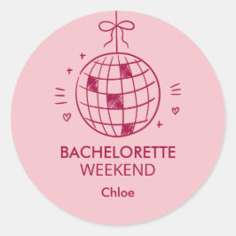 Modern Minimalist Bachelorette Weekend | Pink  ラウンドシール