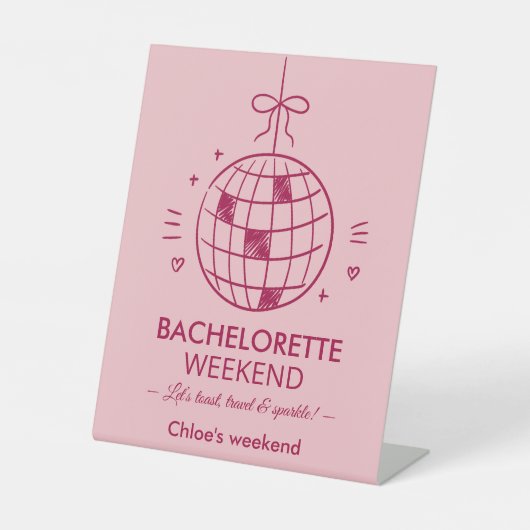 Modern Minimalist Bachelorette Weekend | Pink 台座サイン (正面)