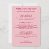 Modern Minimalist Bachelorette Weekend | Pink  招待状 (裏面)