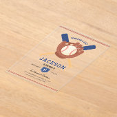 Modern Minimalist Baseball Batter Up Birthday アクリル招待状 (レイダウン)