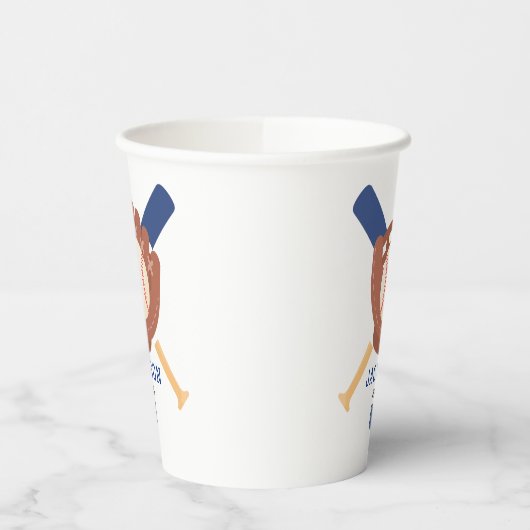 Modern Minimalist Baseball Batter Up Birthday 紙コップ (左)