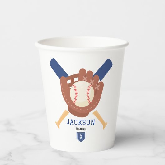Modern Minimalist Baseball Batter Up Birthday 紙コップ (正面)
