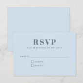 Modern Minimalist Bat Mitzvah Soft Blue Simple 出欠カード (正面/裏面)