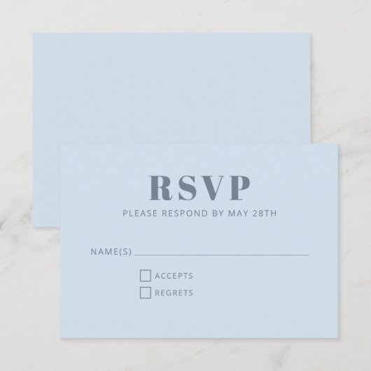 Modern Minimalist Bat Mitzvah Soft Blue Simple 出欠カード (正面/裏面)