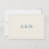 Modern minimalist beige blue QR code wedding  出欠カード (裏面)