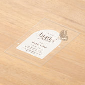 Modern Minimalist Beige Butterfly Bridal Shower アクリル招待状 (レイダウン)