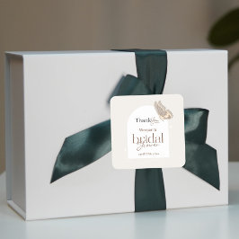 Modern Minimalist Beige Butterfly Bridal Shower スクエアシール