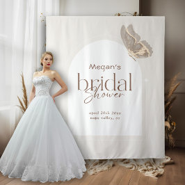 Modern Minimalist Beige Butterfly Bridal Shower タペストリー