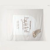 Modern Minimalist Beige Butterfly Bridal Shower タペストリー (正面(横))