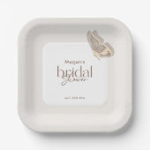Modern Minimalist Beige Butterfly Bridal Shower ペーパープレート (正面)