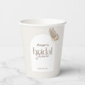 Modern Minimalist Beige Butterfly Bridal Shower 紙コップ (裏面)