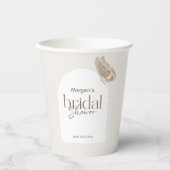 Modern Minimalist Beige Butterfly Bridal Shower 紙コップ (正面)