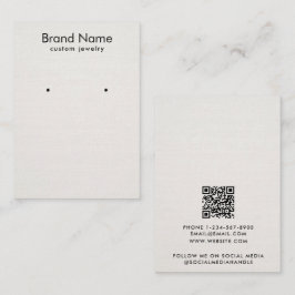 Modern Minimalist Beige Linen Jewelry Display Card 名刺