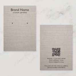 Modern Minimalist Beige Linen Jewelry Display Card 名刺
