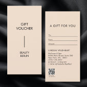 Modern Minimalist Beige QR Code Gift Certificate