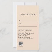 Modern Minimalist Beige QR Code Gift Certificate (裏面)