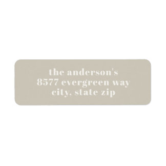 Modern Minimalist Beige Return Address Label ラベル