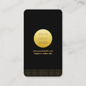 Modern Minimalist Black and Gold Dots QR Code 名刺 (裏面)