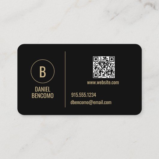 Modern Minimalist Black and Gold Monogram 名刺 (裏面)