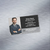 Modern Minimalist Black and Grey Photo マグネット名刺 (インサイチュ)