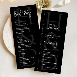 Modern Minimalist Black and White Monogram Wedding プログラム