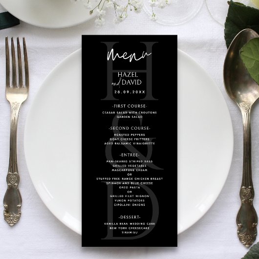 Modern Minimalist Black and White Monogram Wedding メニュー