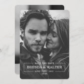 Modern Minimalist Black And White Photo Wedding  招待状 (正面/裏面)