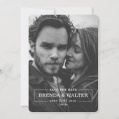 Modern Minimalist Black And White Photo Wedding  招待状 (正面)