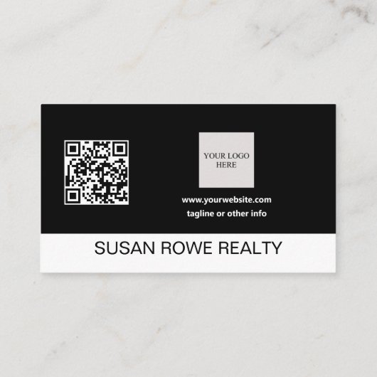 Modern Minimalist Black and White QR Code Photo 名刺 (裏面)