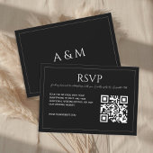 Modern minimalist black and white QR code wedding 出欠カード