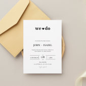Modern Minimalist Black and White “We Do” Wedding 招待状