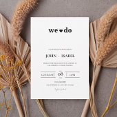 Modern Minimalist Black and White “We Do” Wedding 招待状