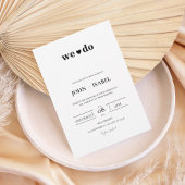 Modern Minimalist Black and White “We Do” Wedding 招待状