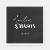 Modern Minimalist Black and White Wedding スタンダードランチョンナプキン (正面)