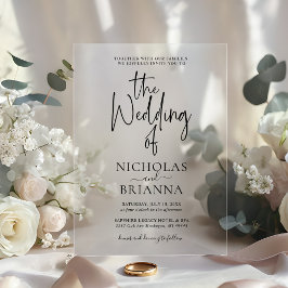 Modern Minimalist Black and White Wedding Classic アクリル招待状